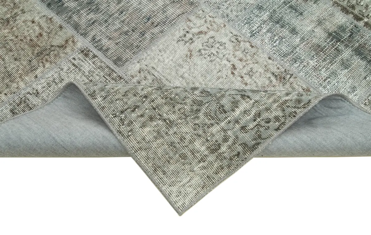 Patchwork Gri Pamuk Üzerine Yün El Dokuma Kilim-171x239 - Görsel 6