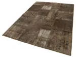Patchwork Kahverengi Pamuk Üzerine Yün El Dokuma Kilim-170x241 - Görsel 3