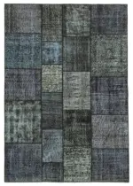 Patchwork Siyah Pamuk Üzerine Yün El Dokuma Kilim-171x246