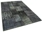 Patchwork Siyah Pamuk Üzerine Yün El Dokuma Kilim-171x246 - Görsel 2
