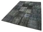 Patchwork Siyah Pamuk Üzerine Yün El Dokuma Kilim-171x246 - Görsel 3