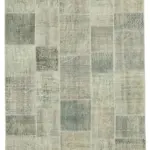 Patchwork Gri Pamuk Üzerine Yün El Dokuma Kilim-173x244