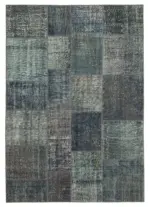 Patchwork Gri Pamuk Üzerine Yün El Dokuma Kilim-170x242