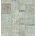 Patchwork Mavi Pamuk Üzerine Yün El Dokuma Kilim-171x241