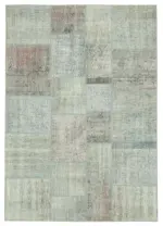 Patchwork Mavi Pamuk Üzerine Yün El Dokuma Kilim-171x241