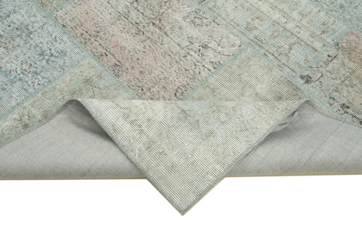 Patchwork Mavi Pamuk Üzerine Yün El Dokuma Kilim-171x241 - Görsel 6