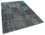Patchwork Gri Pamuk Üzerine Yün El Dokuma Kilim-171x242 - Görsel 2