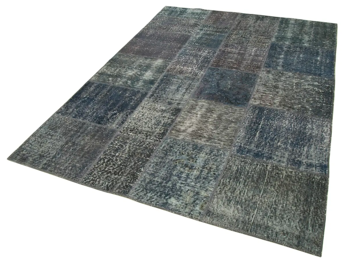 Patchwork Gri Pamuk Üzerine Yün El Dokuma Kilim-171x242 - Görsel 3