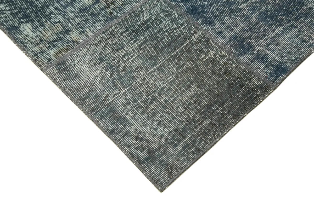 Patchwork Gri Pamuk Üzerine Yün El Dokuma Kilim-171x242 - Görsel 4