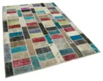 Patchwork Multi Pamuk Üzerine Yün El Dokuma Kilim-178x246 - Görsel 2