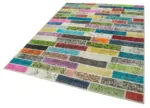 Patchwork Multi Pamuk Üzerine Yün El Dokuma Kilim-172x227 - Görsel 3