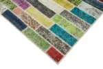 Patchwork Multi Pamuk Üzerine Yün El Dokuma Kilim-172x227 - Görsel 4