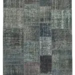 Patchwork Gri Pamuk Üzerine Yün El Dokuma Kilim-170x242