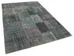 Patchwork Gri Pamuk Üzerine Yün El Dokuma Kilim-170x242 - Görsel 2