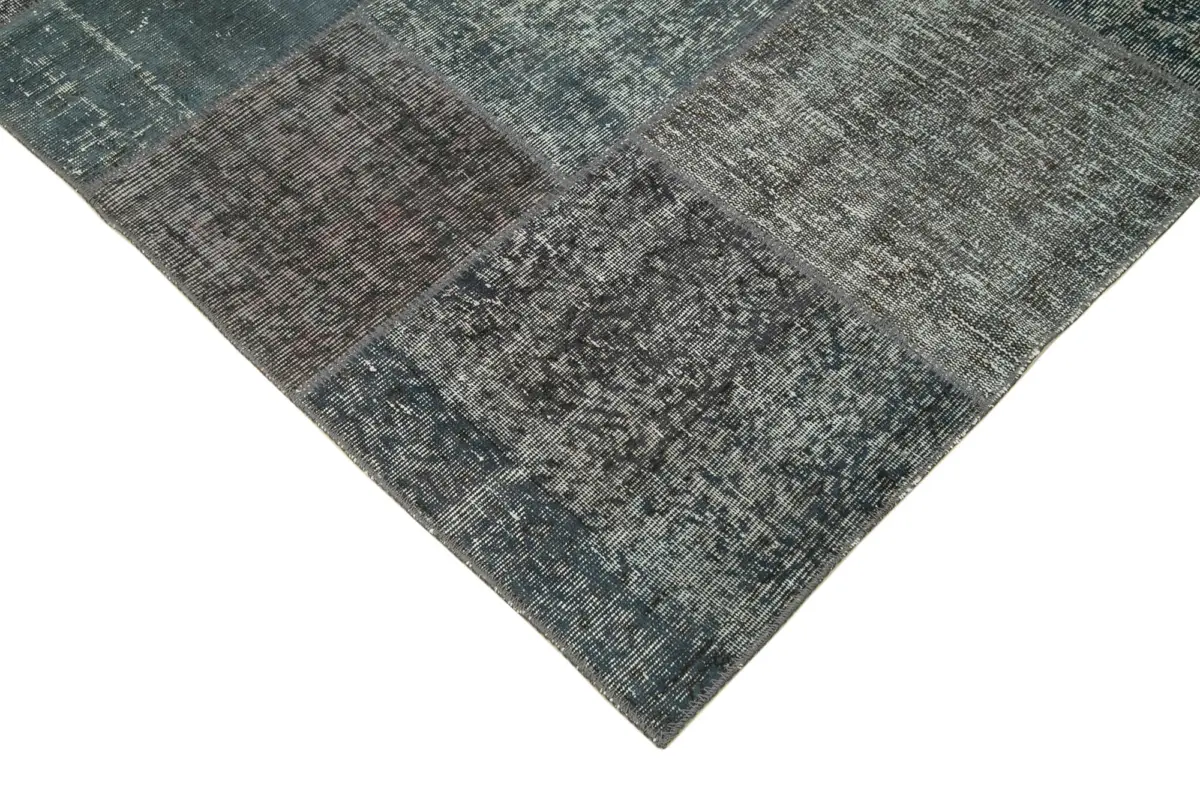 Patchwork Gri Pamuk Üzerine Yün El Dokuma Kilim-170x242 - Görsel 4