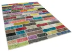 Patchwork Multi Pamuk Üzerine Yün El Dokuma Kilim-172x230 - Görsel 2