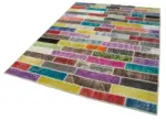 Patchwork Multi Pamuk Üzerine Yün El Dokuma Kilim-172x230 - Görsel 3