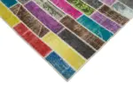Patchwork Multi Pamuk Üzerine Yün El Dokuma Kilim-172x230 - Görsel 4