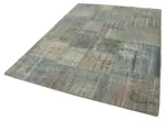 Patchwork Mavi Pamuk Üzerine Yün El Dokuma Kilim-175x244 - Görsel 3