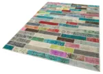 Patchwork Multi Pamuk Üzerine Yün El Dokuma Kilim-170x238 - Görsel 3