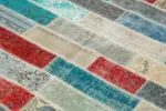 Patchwork Multi Pamuk Üzerine Yün El Dokuma Kilim-170x238 - Görsel 5