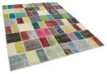 Patchwork Multi Pamuk Üzerine Yün El Dokuma Kilim-177x229 - Görsel 2