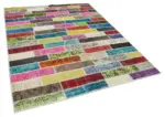 Patchwork Multi Pamuk Üzerine Yün El Dokuma Kilim-176x227 - Görsel 2