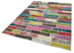 Patchwork Multi Pamuk Üzerine Yün El Dokuma Kilim-176x227 - Görsel 3