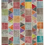 Patchwork Multi Pamuk Üzerine Yün El Dokuma Kilim-180x232