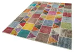 Patchwork Multi Pamuk Üzerine Yün El Dokuma Kilim-180x232 - Görsel 3