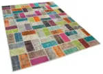 Patchwork Multi Pamuk Üzerine Yün El Dokuma Kilim-173x225 - Görsel 2