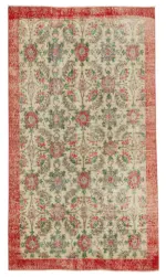 Damalı Modern Dizayn Geometrik Bej Pamuk Üstü Yün El Dokuma Halı-115x197