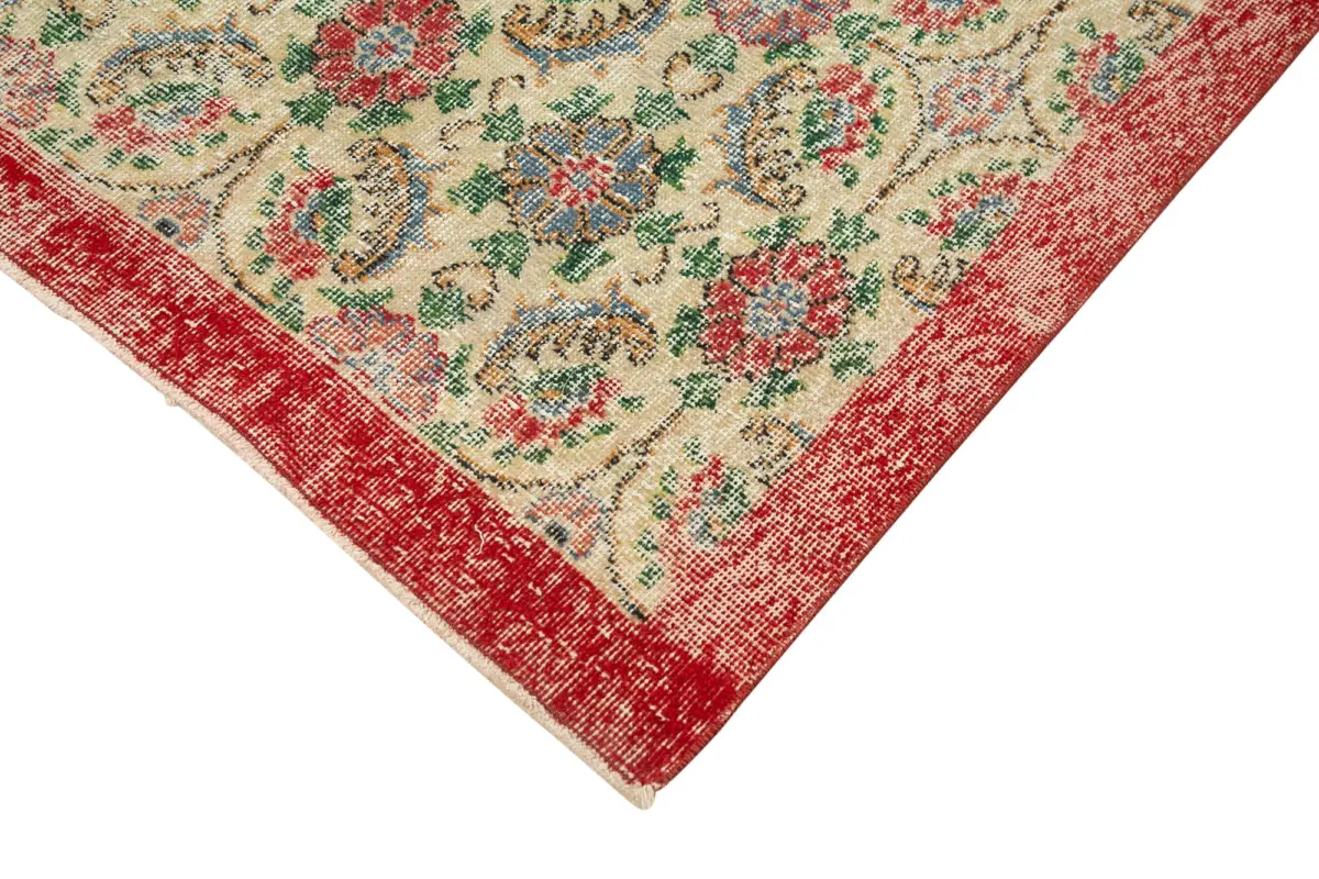 Damalı Modern Dizayn Geometrik Bej Pamuk Üstü Yün El Dokuma Halı-115x197 - Görsel 4