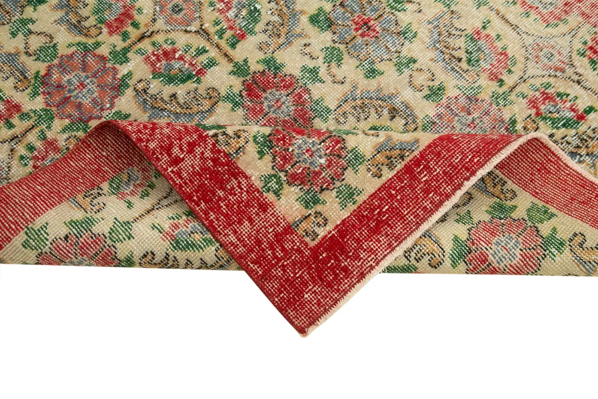 Damalı Modern Dizayn Geometrik Bej Pamuk Üstü Yün El Dokuma Halı-115x197 - Görsel 6