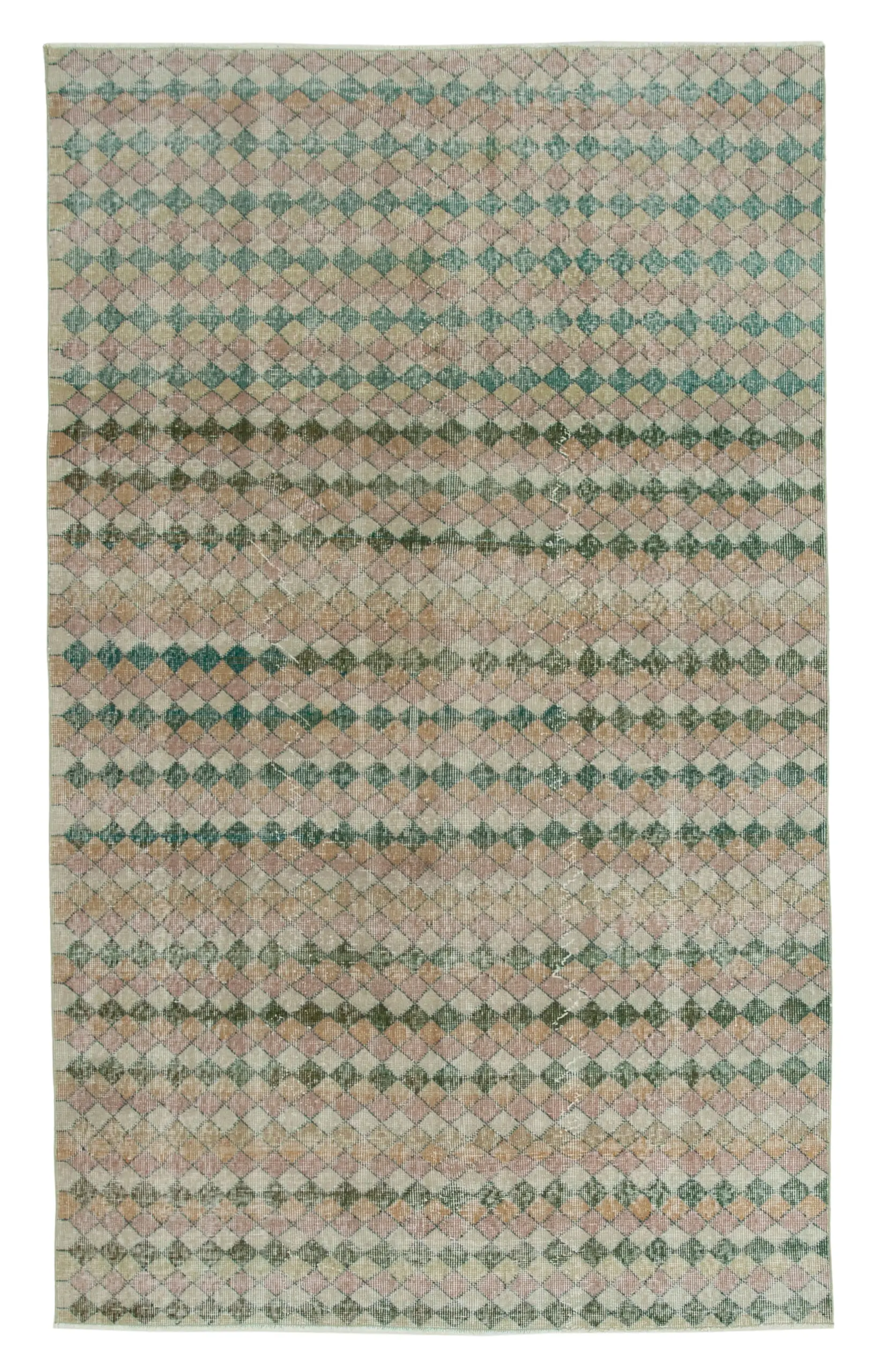 Damalı Modern Dizayn Geometrik Multi Renk Pamuk Üstü Yün El Dokuma Halı-155x253 - Görsel 1