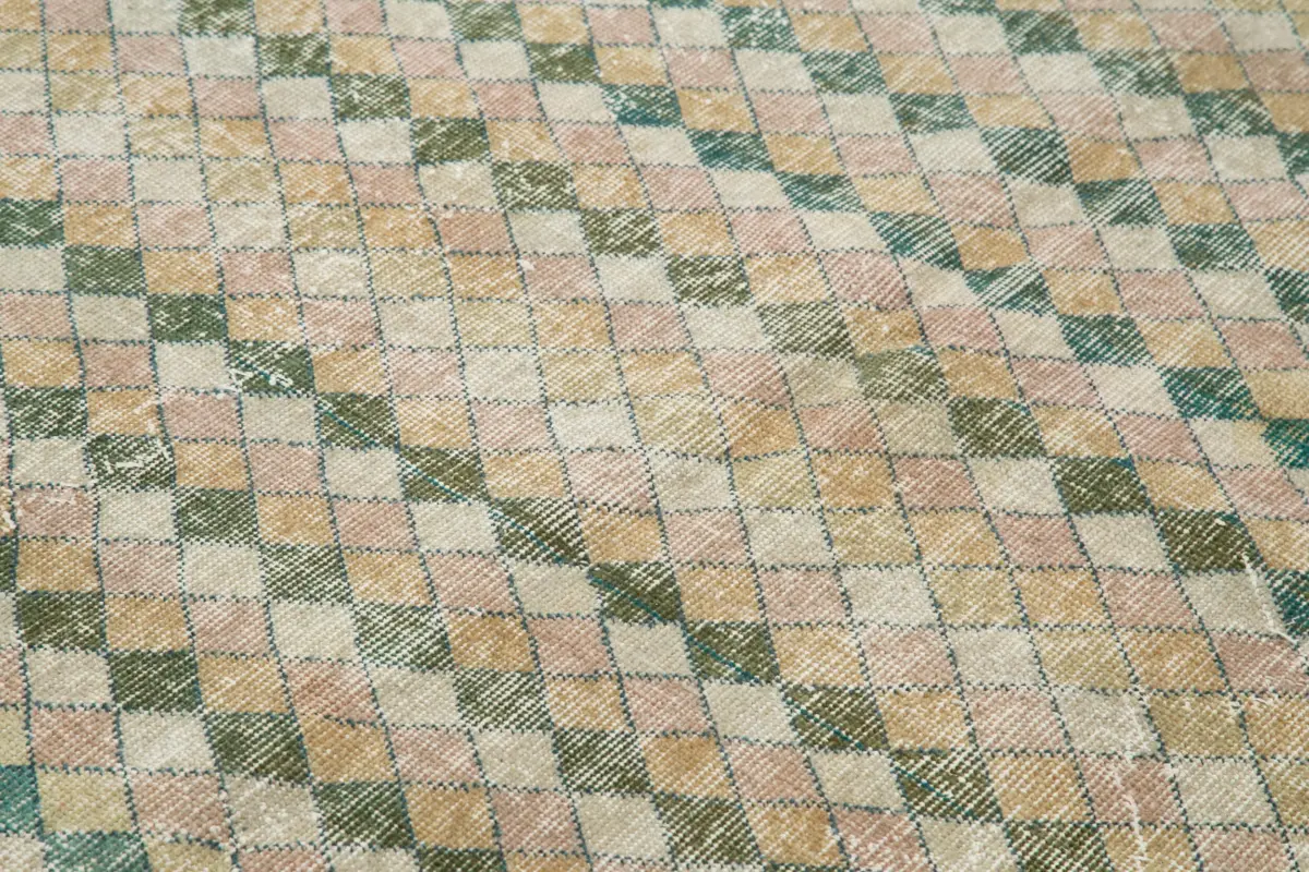 Damalı Modern Dizayn Geometrik Multi Renk Pamuk Üstü Yün El Dokuma Halı-155x253 - Görsel 5