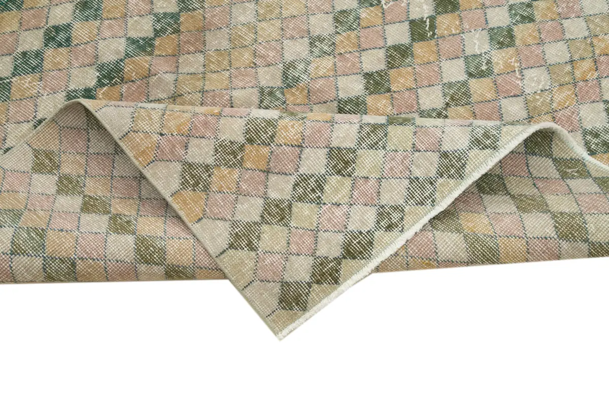 Damalı Modern Dizayn Geometrik Multi Renk Pamuk Üstü Yün El Dokuma Halı-155x253 - Görsel 6