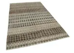 Damalı Modern Dizayn Geometrik Bej Pamuk Üstü Yün El Dokuma Halı-171x278 - Görsel 2