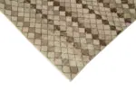 Damalı Modern Dizayn Geometrik Bej Pamuk Üstü Yün El Dokuma Halı-171x278 - Görsel 4