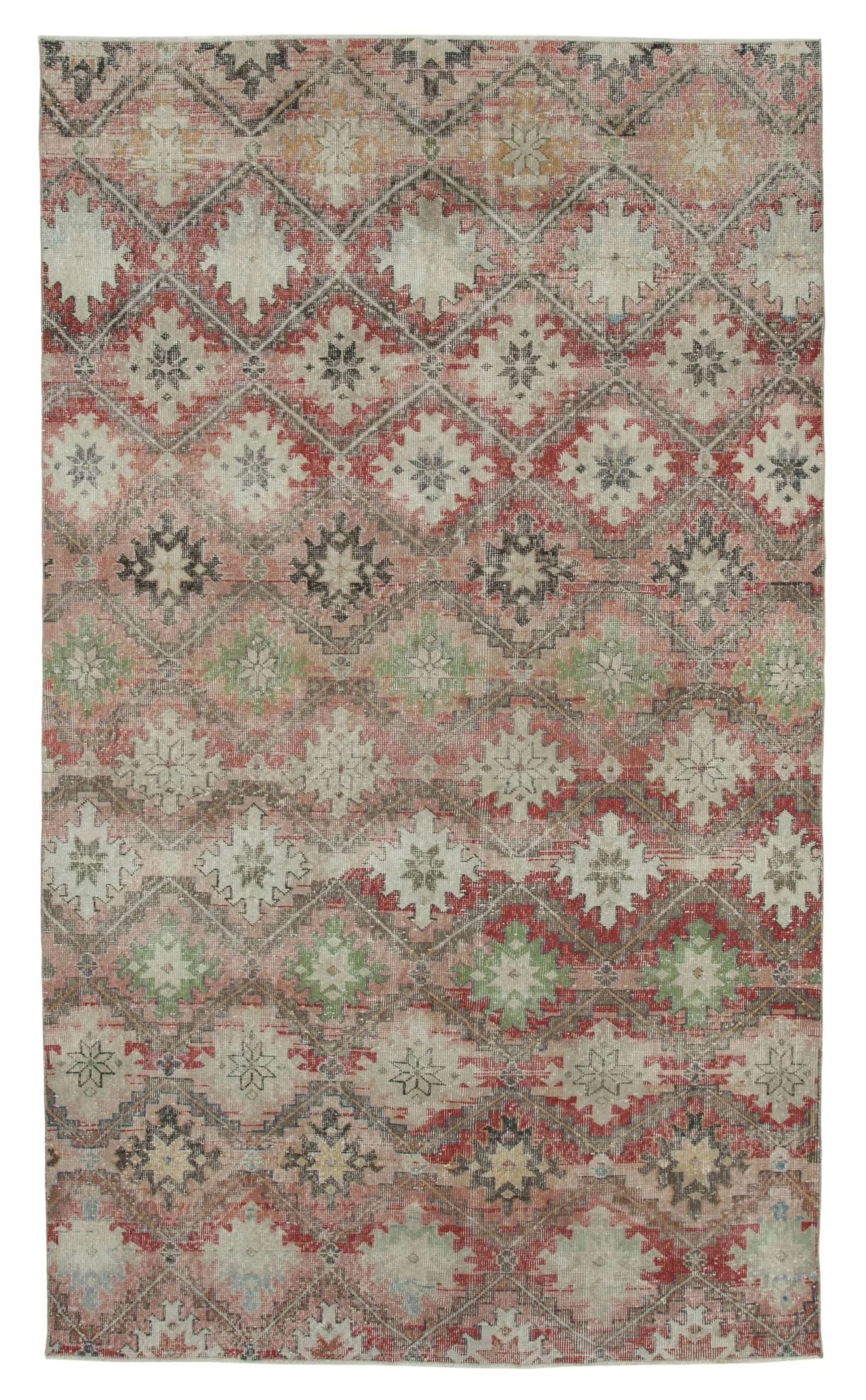 Damalı Modern Dizayn Geometrik Multi Renk Pamuk Üstü Yün El Dokuma Halı-181x313 - Görsel 1