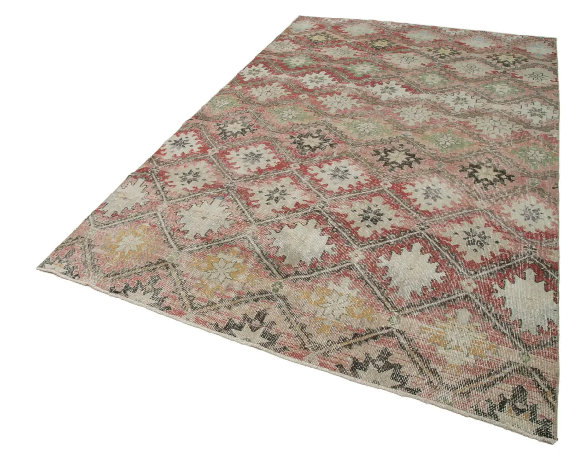 Damalı Modern Dizayn Geometrik Multi Renk Pamuk Üstü Yün El Dokuma Halı-181x313 - Görsel 3