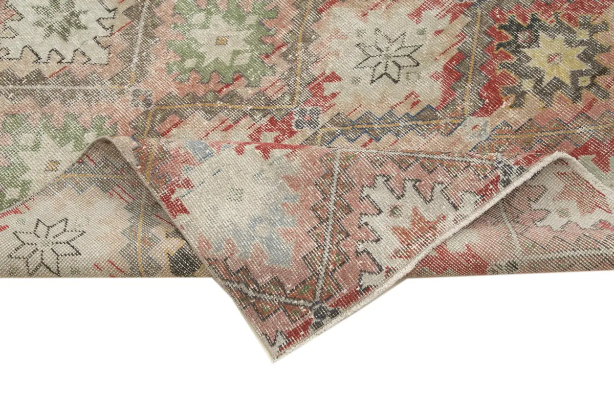 Damalı Modern Dizayn Geometrik Multi Renk Pamuk Üstü Yün El Dokuma Halı-181x313 - Görsel 6
