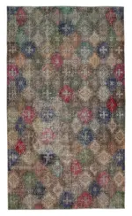 Damalı Modern Dizayn Geometrik Multi Renk Pamuk Üstü Yün El Dokuma Halı-150x260