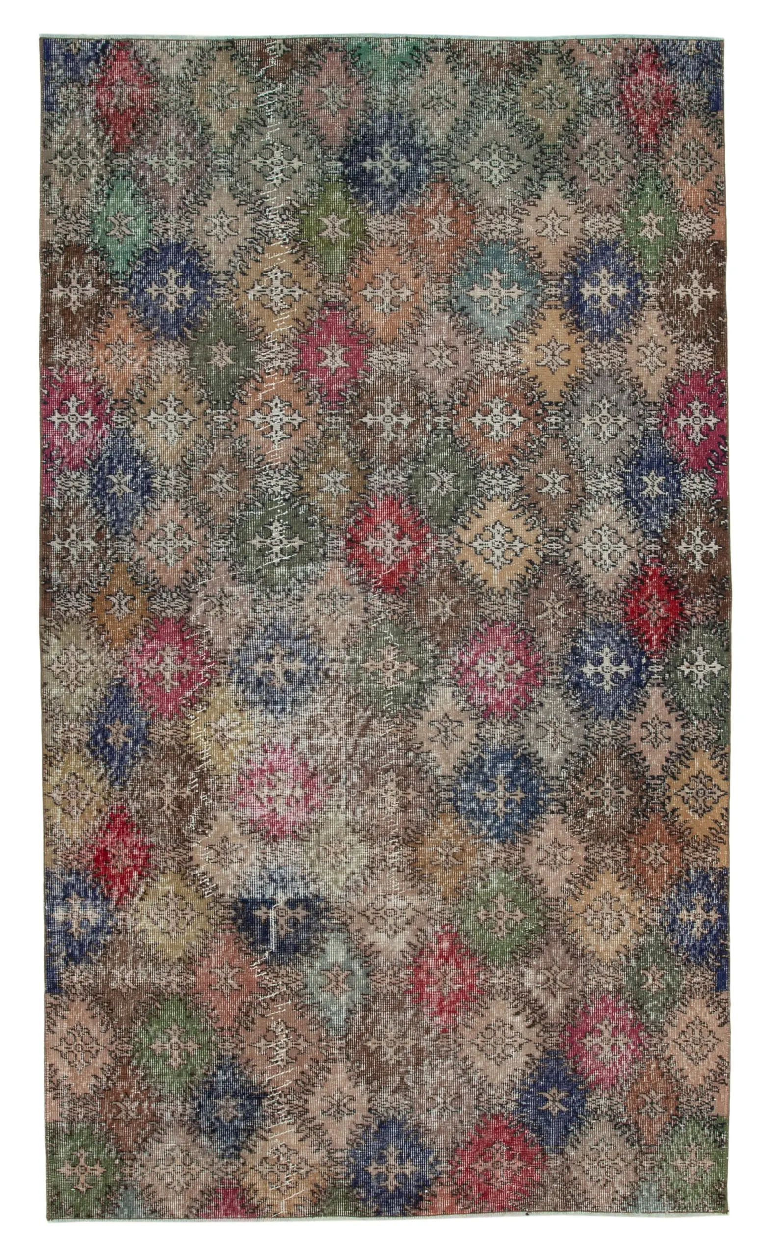 Damalı Modern Dizayn Geometrik Multi Renk Pamuk Üstü Yün El Dokuma Halı-150x260 - Görsel 1