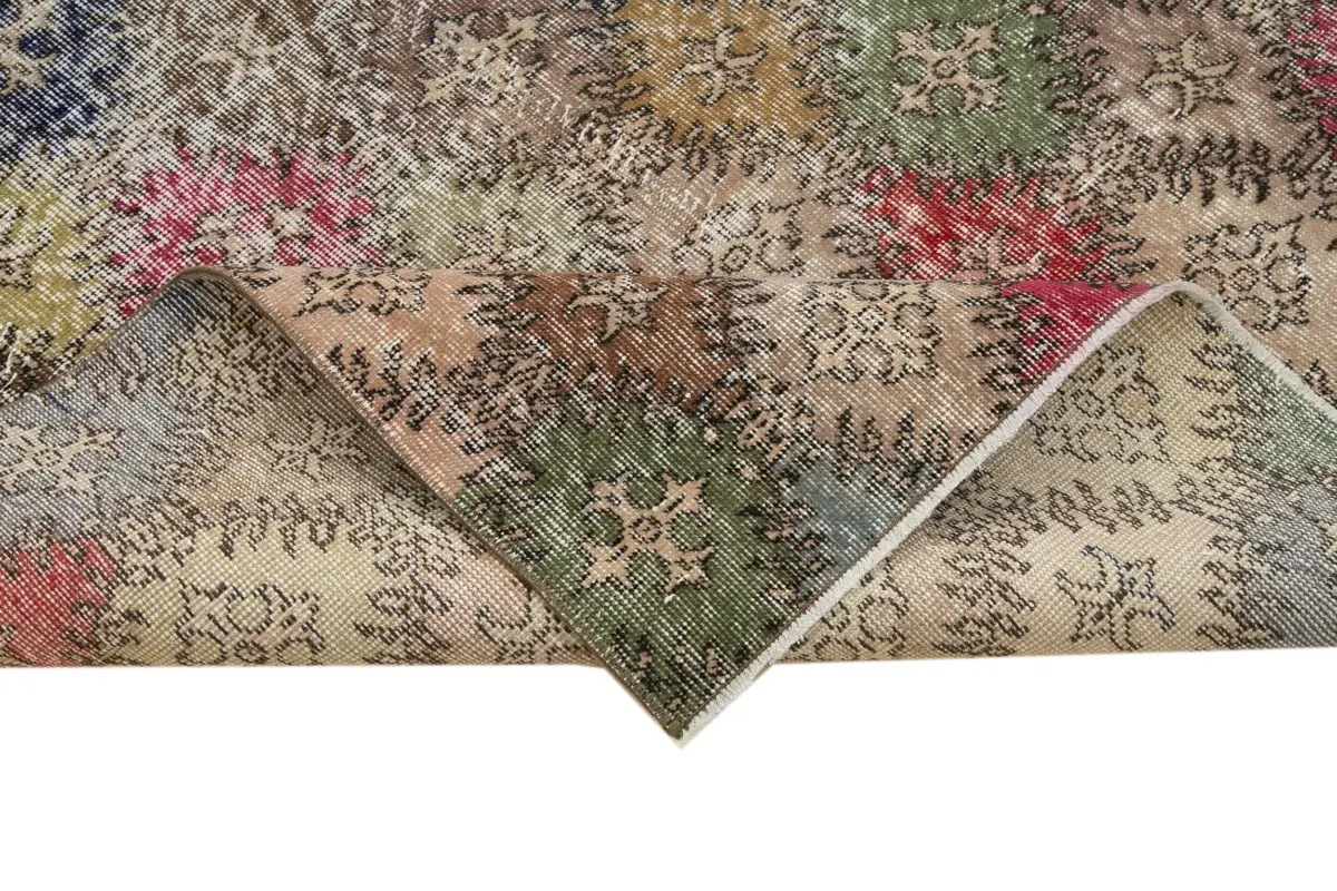 Damalı Modern Dizayn Geometrik Multi Renk Pamuk Üstü Yün El Dokuma Halı-150x260 - Görsel 6