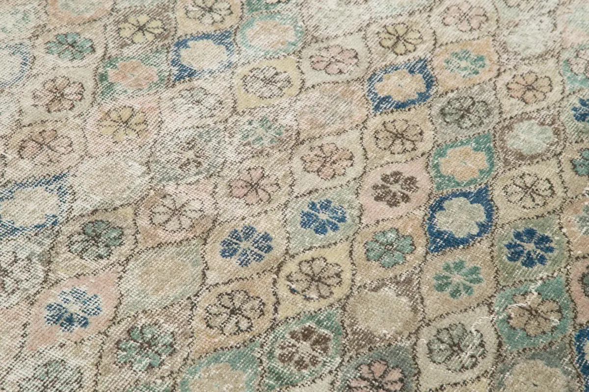 Damalı Modern Dizayn Geometrik Bej Pamuk Üstü Yün El Dokuma Halı-165x253 - Görsel 5