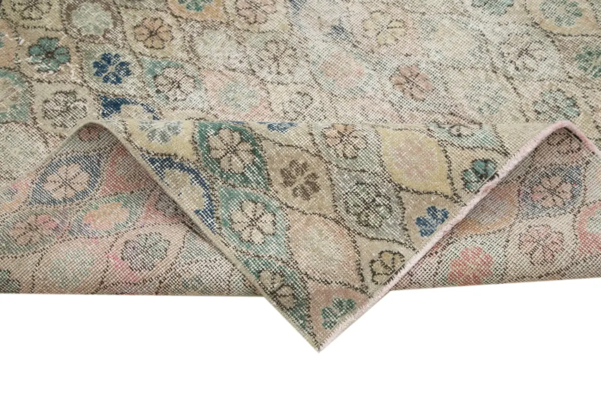 Damalı Modern Dizayn Geometrik Bej Pamuk Üstü Yün El Dokuma Halı-165x253 - Görsel 6