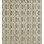 Damalı Modern Dizayn Geometrik Bej Pamuk Üstü Yün El Dokuma Halı-180x284