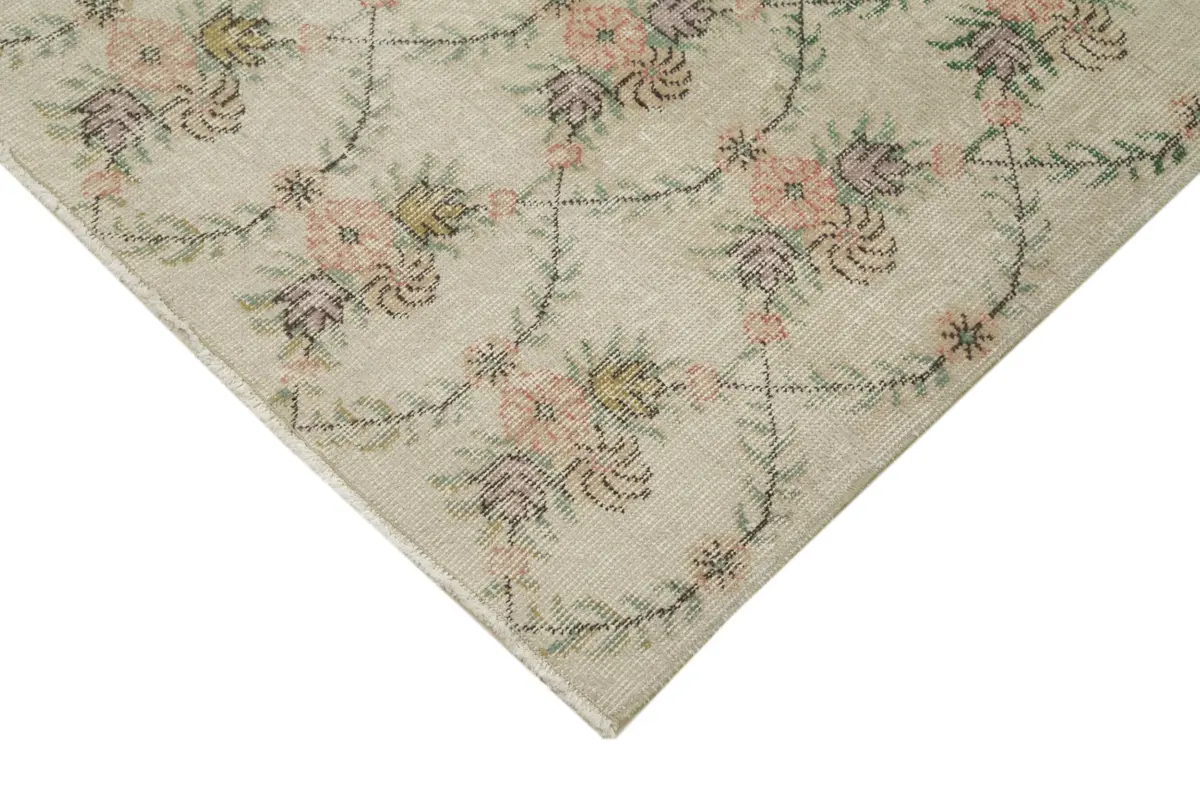 Damalı Modern Dizayn Geometrik Bej Pamuk Üstü Yün El Dokuma Halı-180x284 - Görsel 4