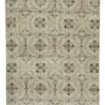 Damalı Modern Dizayn Geometrik Bej Pamuk Üstü Yün El Dokuma Halı-175x258